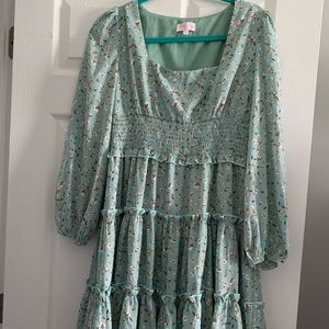 Pink lily long sleeve dress